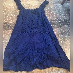 Free People One Navy Flutter Sleeve Dress